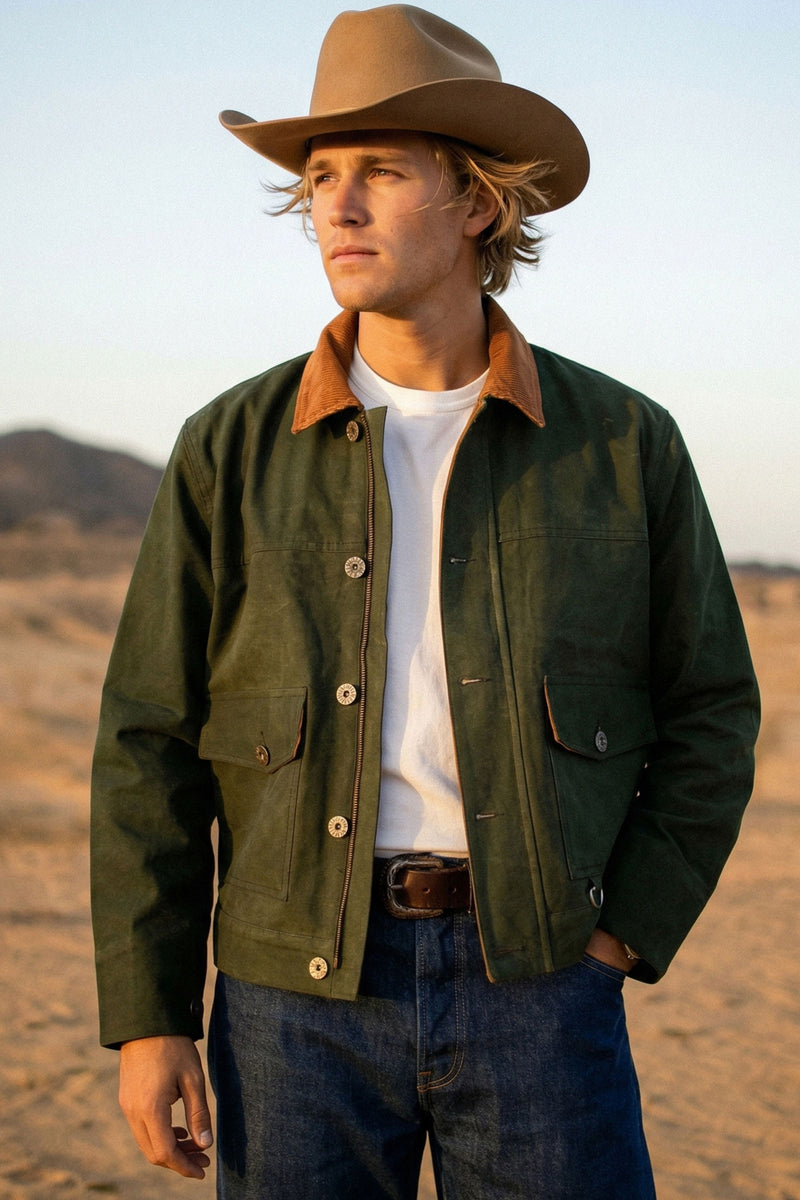 Peacock Country - Casual Cotton Duck Canvas Jacket - Green – The