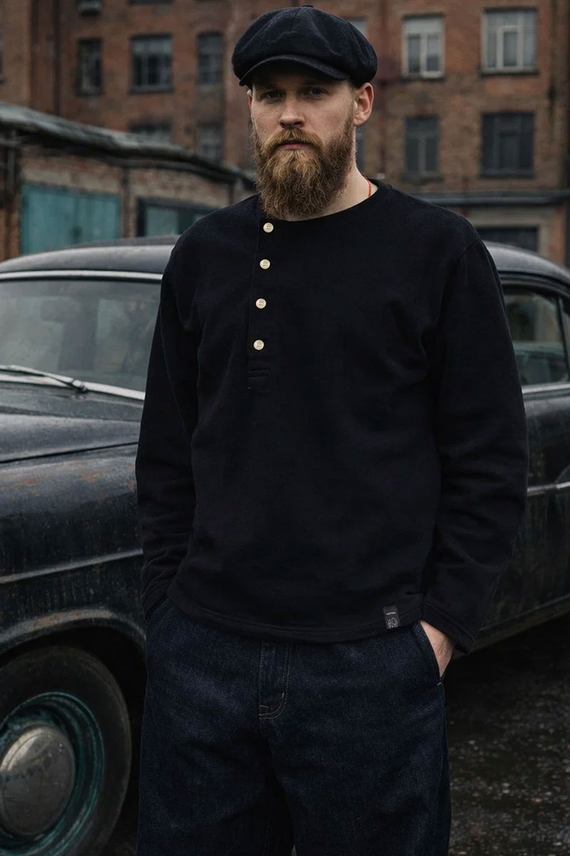 Prequel - C1011 Henley Sweatshirt (15.5oz. Black) – The Rugged Society
