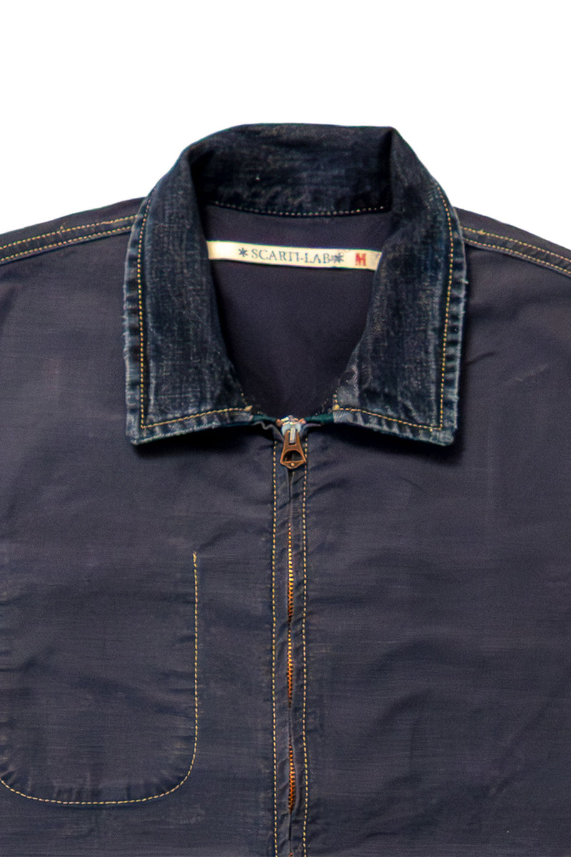 Scarti Lab - 713 SG824 Zip Jacket in Navy (100% Japanese Sateen