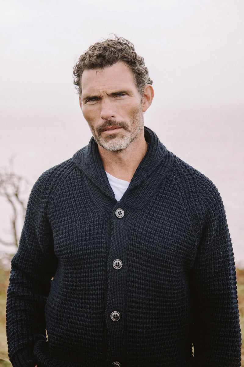 Peregrine Waffle Shawl Cardigan in Navy – The Rugged Society