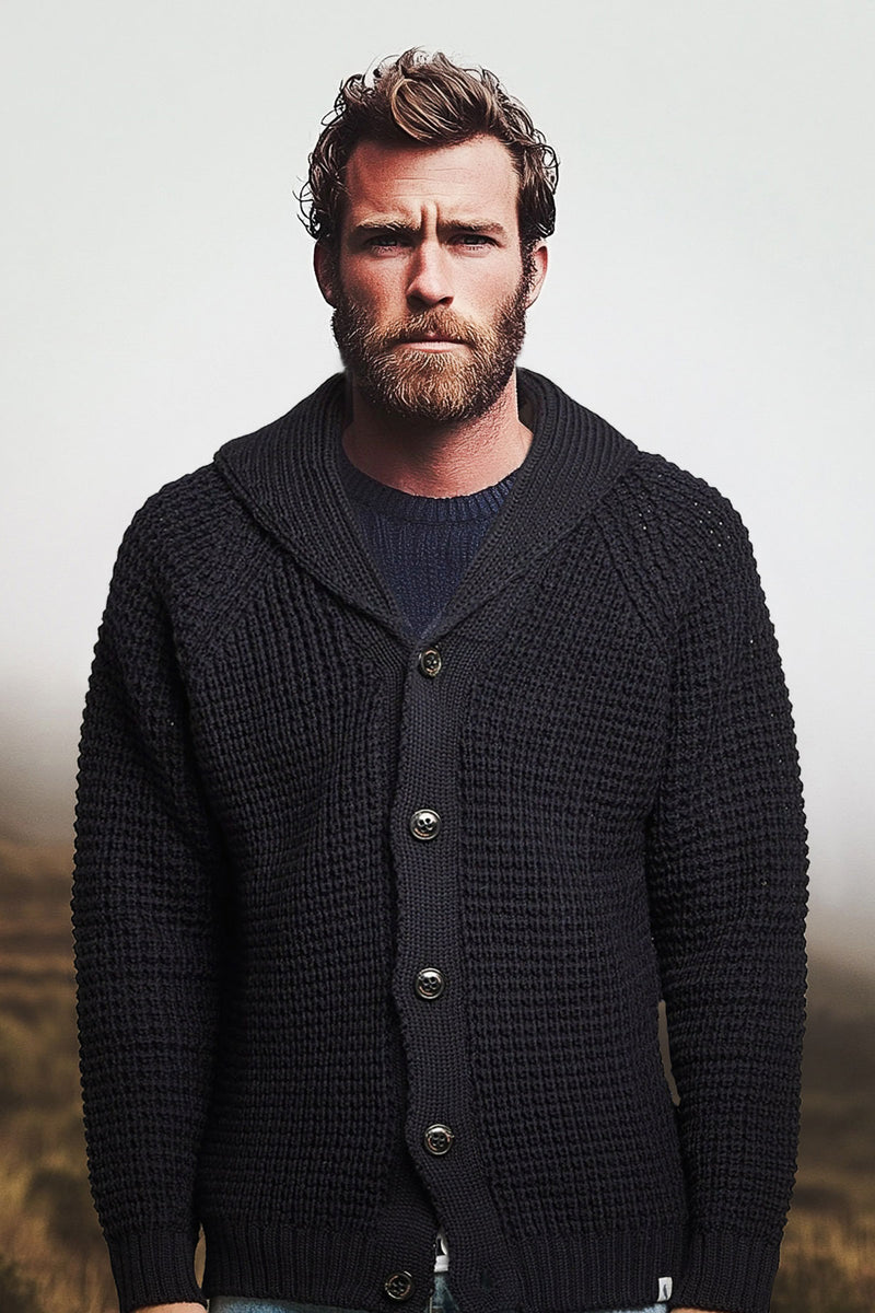 Peregrine - Waffle Shawl Cardigan in Navy – The Rugged Society