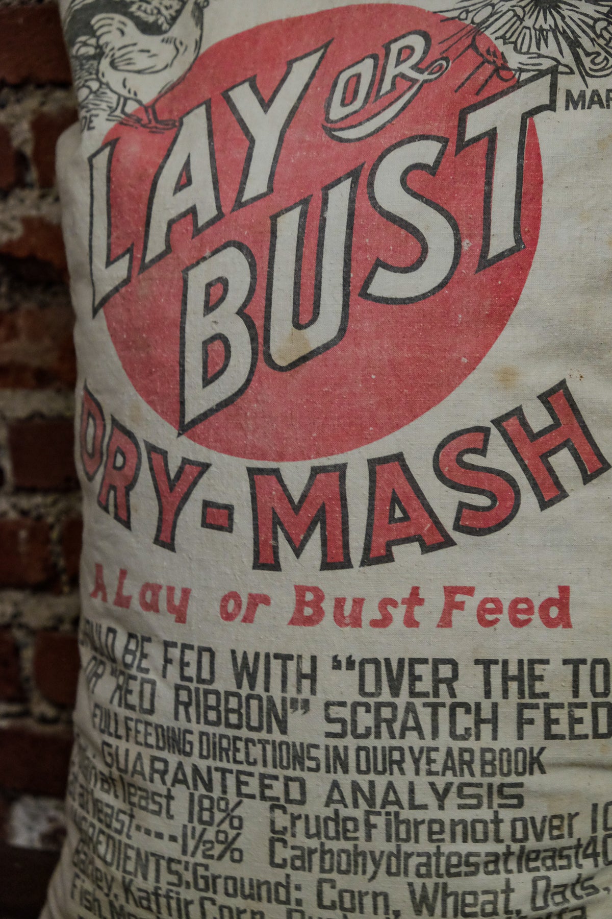 Vintage "Lay or Bust" Poultry Feed Sack - Park&Pollard Co. Boston