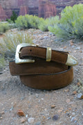 Alberto Luti - Type 313/35 Brass Buckle Suede Leather Belt