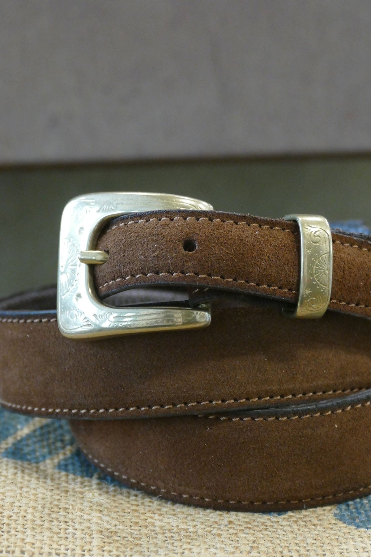 Alberto Luti - Type 313/35 Brass Buckle Suede Leather Belt