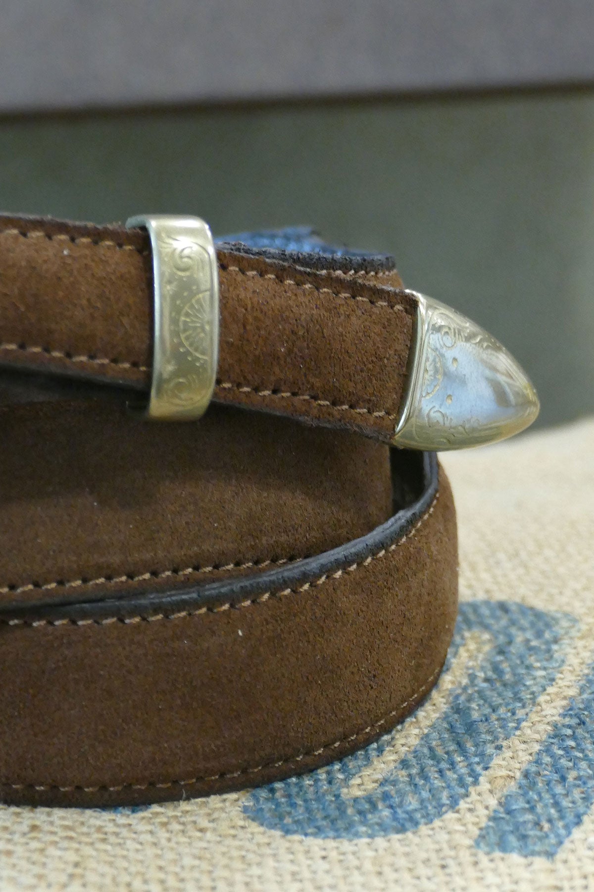 Alberto Luti - Type 313/35 Brass Buckle Suede Leather Belt