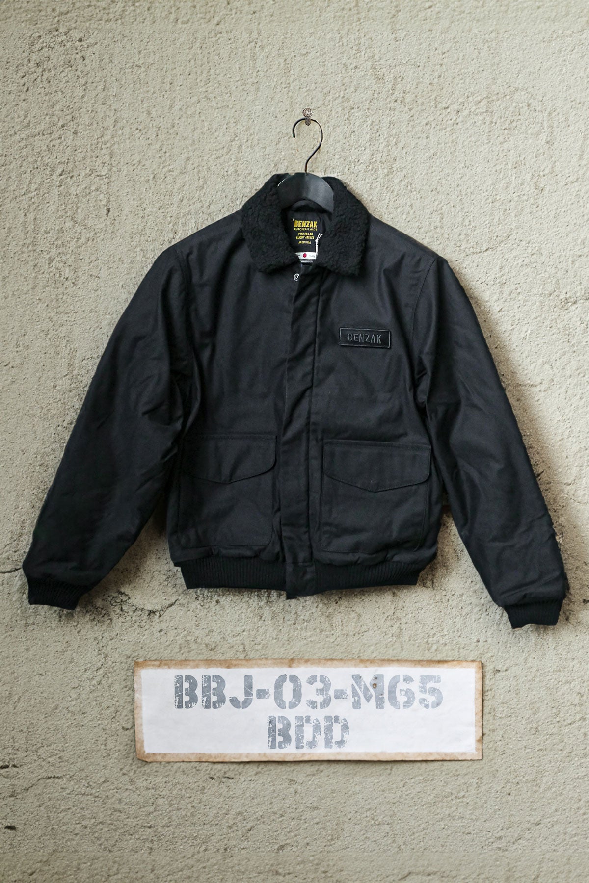 Benzak - BBJ-03 Flight Jacket  M-65 Reverse Sateen Twill in Black
