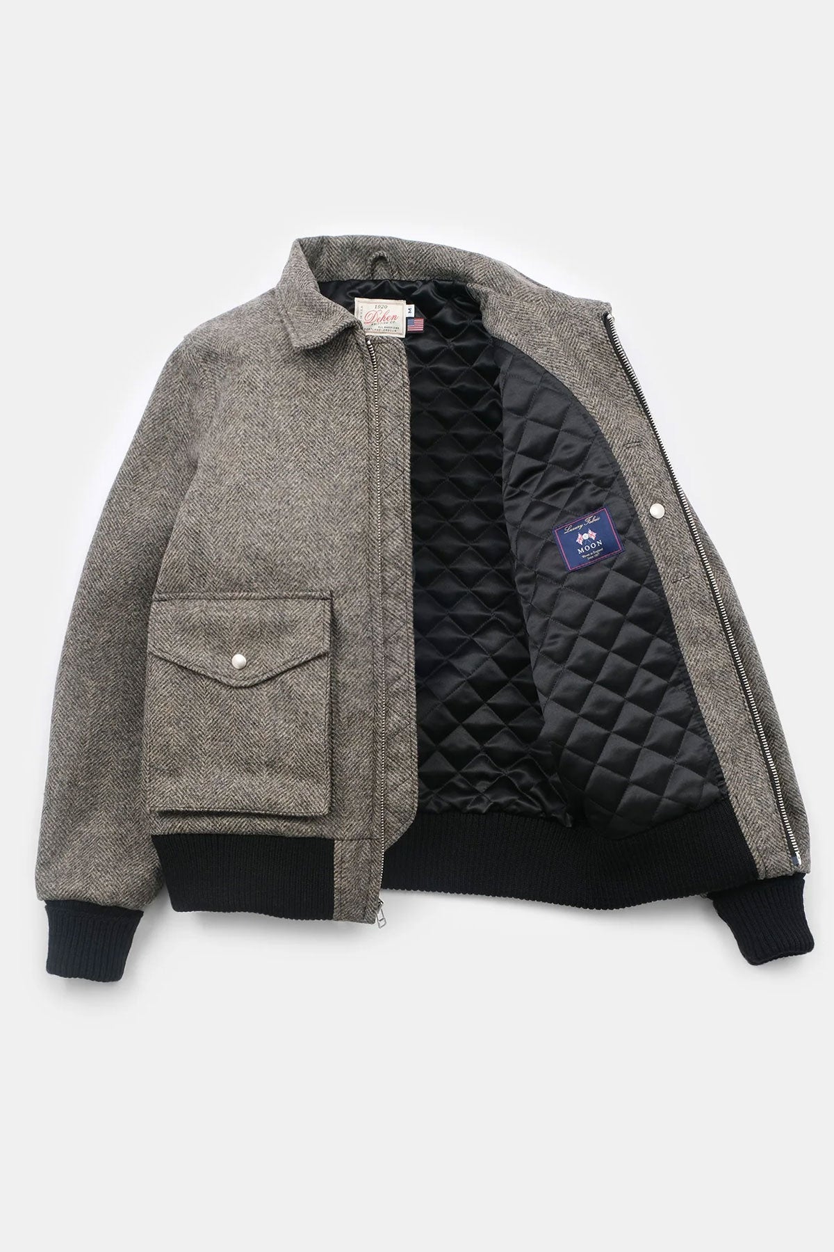 Dehen1920 - Cargo Carrier Jacket in Warm Charcoal Herringbone Wool