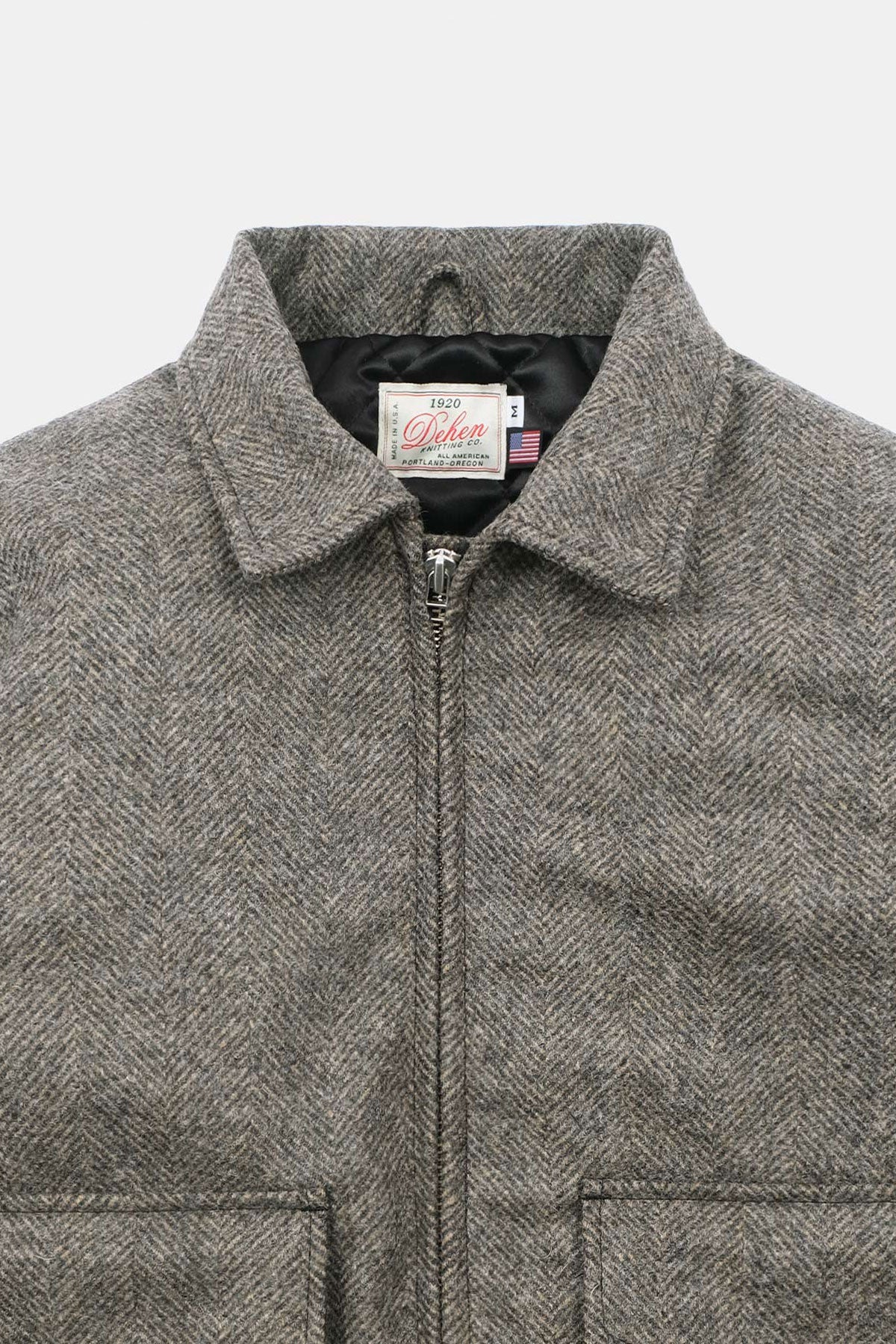 Dehen1920 - Cargo Carrier Jacket in Warm Charcoal Herringbone Wool