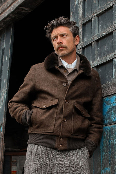 Dehen1920 - Winston Jacket with Mouton Collar - Red Oak / Brown