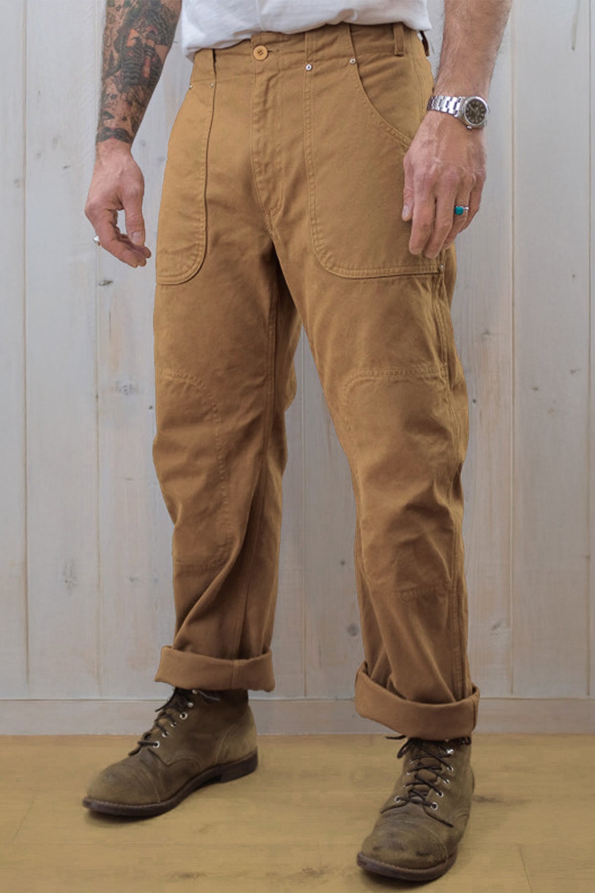 Hen's Teeth - Fatigue Canvas Pants in Beige