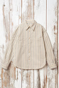 Prequel - S1020 Striped Work Shirt Beige