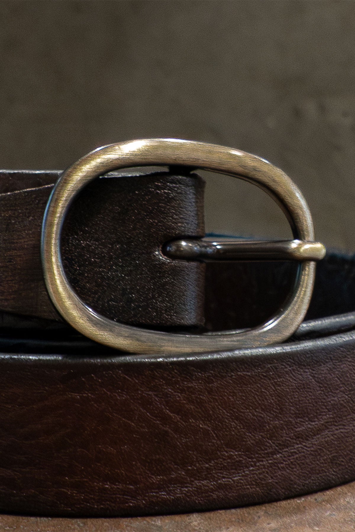 Alberto Luti - Type 806/30 Oval Buckle Leather Belt in Dark Brown