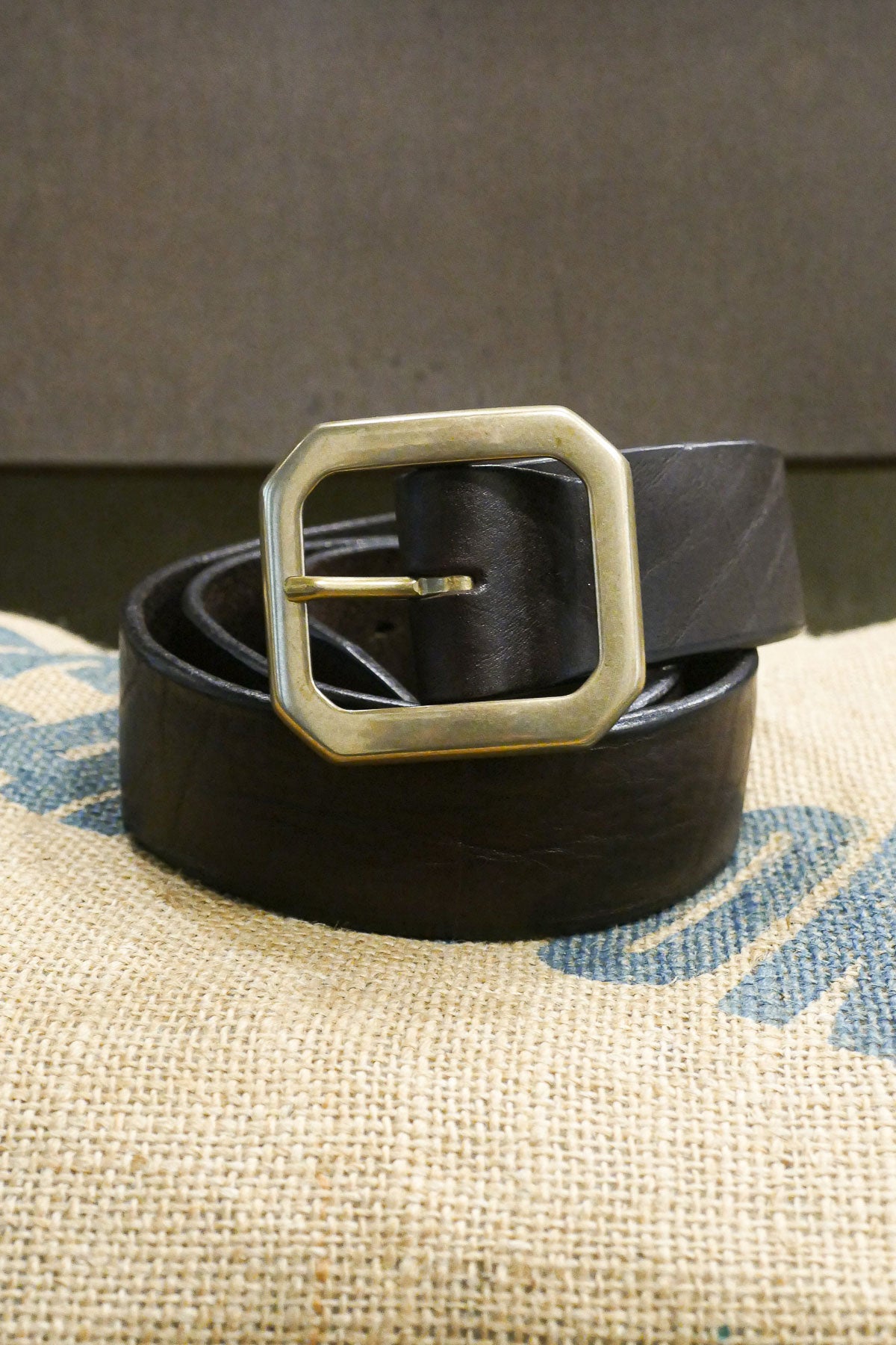 Luti - Type 933/40 Brass Buckle Leather Belt in Dark Brown