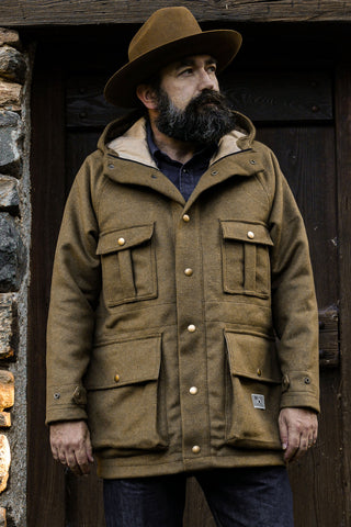 The Quartermaster - "Curzio" Wool Hooded Parka in Olive