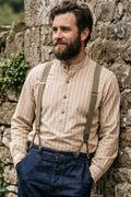 A Piece of Chic –  Farmer Popover Shirt Seeersucker Stripe - Beige