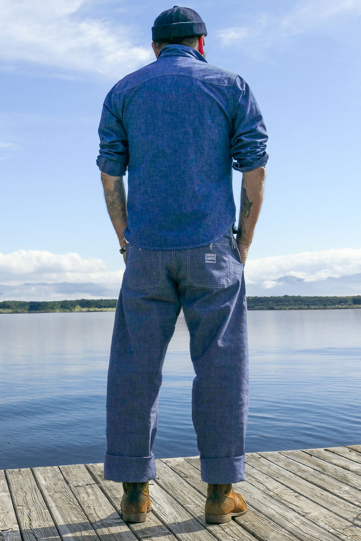 Blue Blanket -P48 JP08 Loose Fit-Mid Rise Fatigue Pants in Japanese Selvedge Indigo Chambray