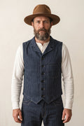 Blue Blanket - V02 JP03, 11 oz. Japanese Dark Indigo Pinstripe Denim Waistcoat.