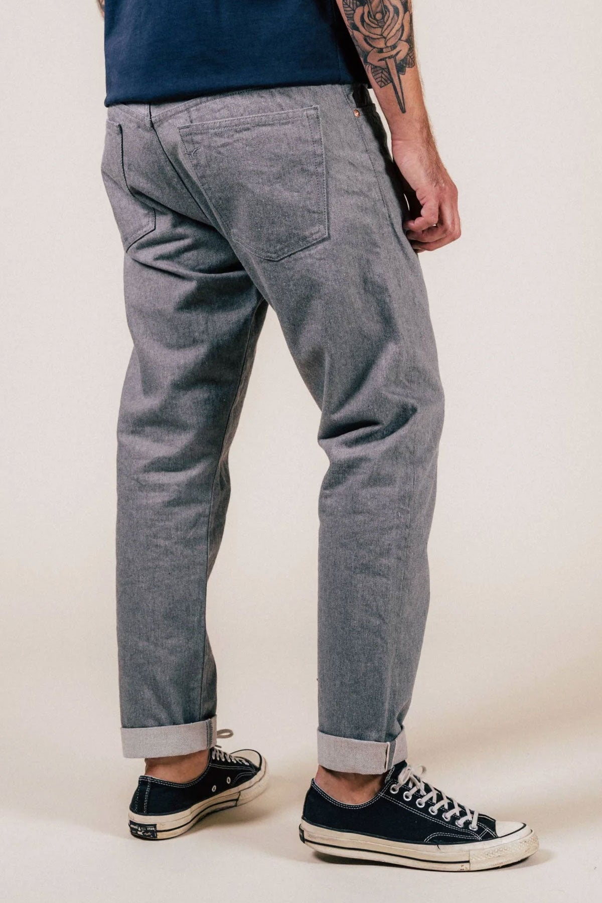 Benzak - B-04 Relaxed 14 oz. Selvedge Colour Denim in Grey