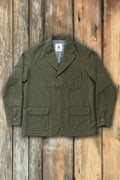 Captain Santors - Wool Cotton Blend Lawyer Jacket in green with rust stripes