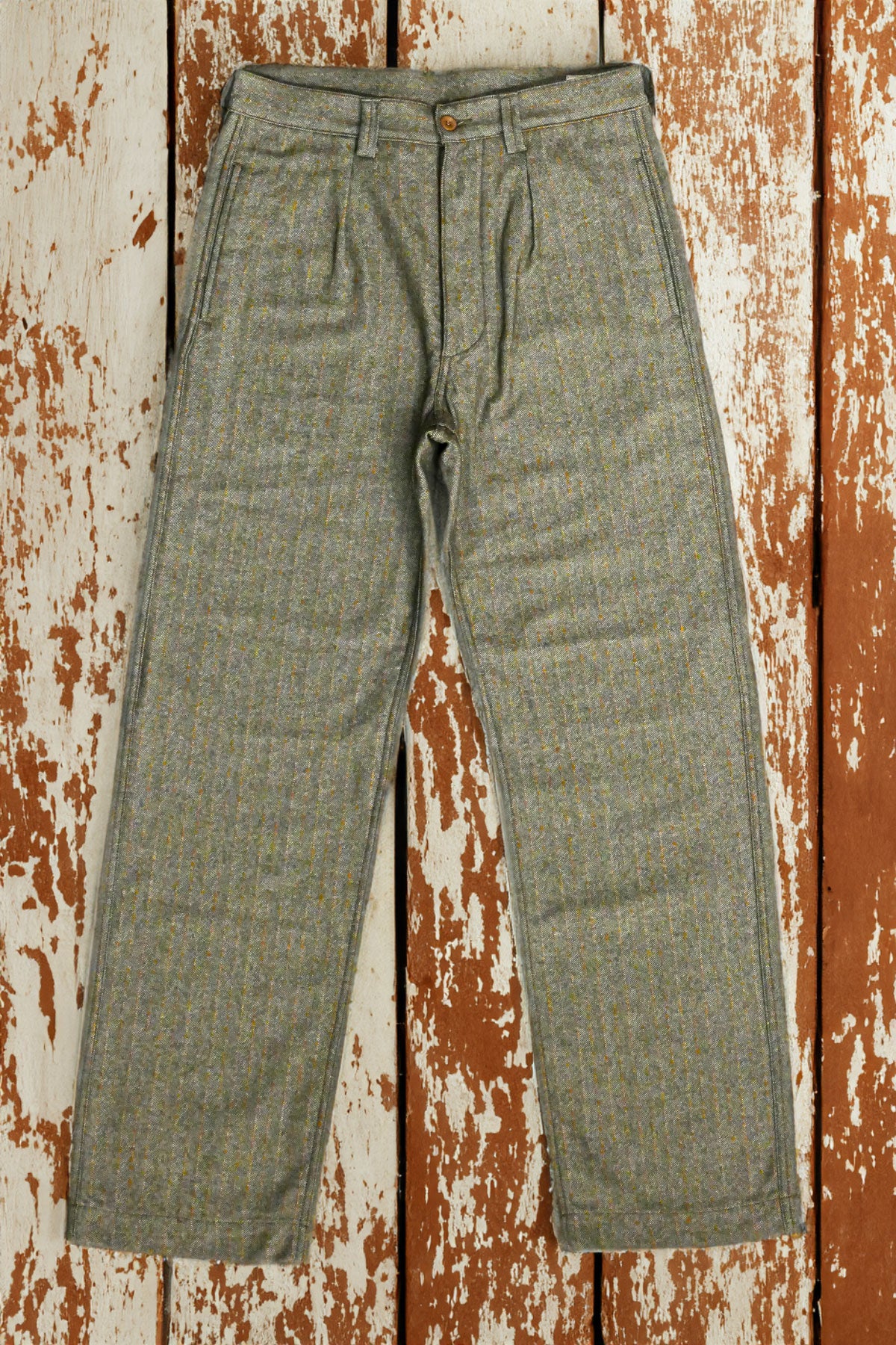 Captain Santors - Herringbone Legionario Trousers in muted military green with rust stripes