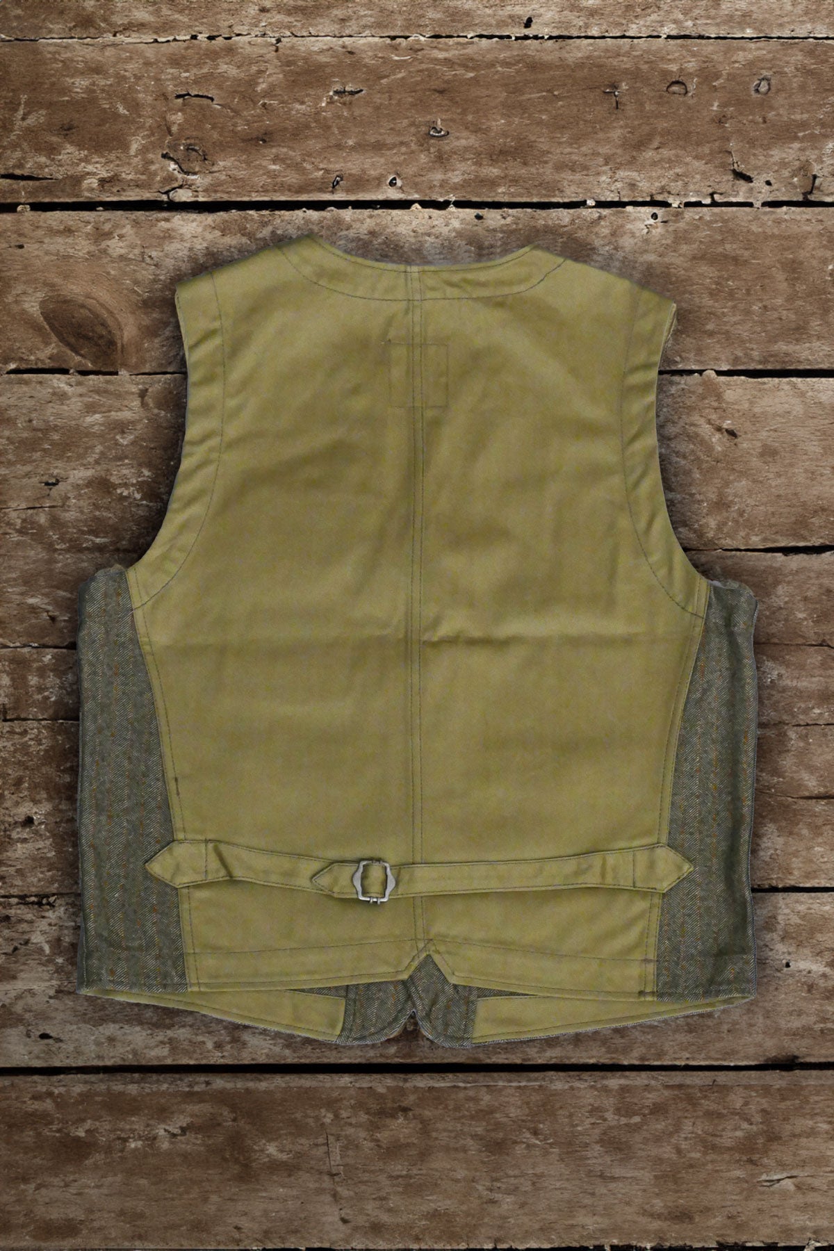 Captain Santors - Herringbone 7706 Vest in muted military green with rust stripes