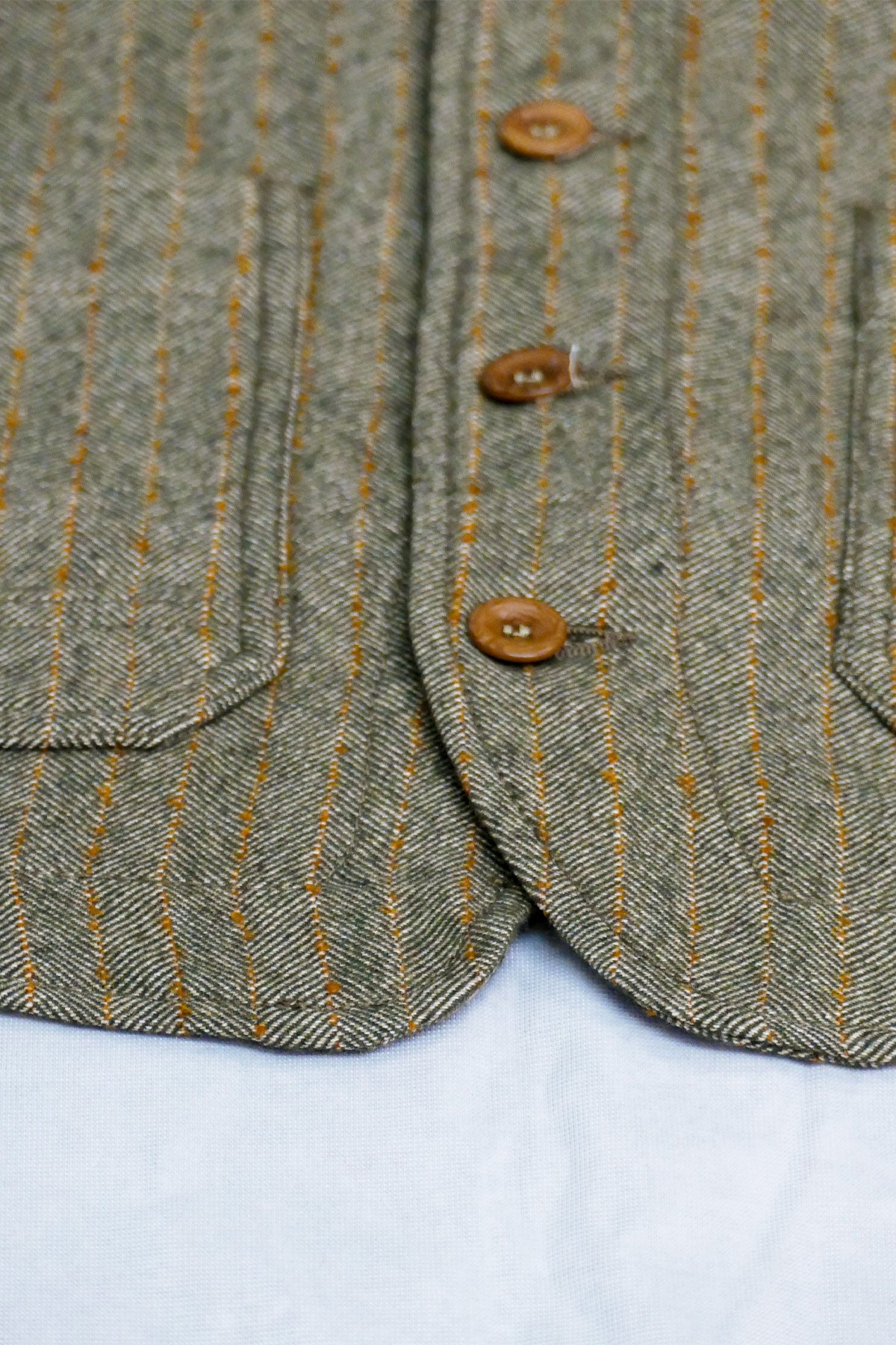 Captain Santors - Herringbone 7706 Vest in muted military green with rust stripes