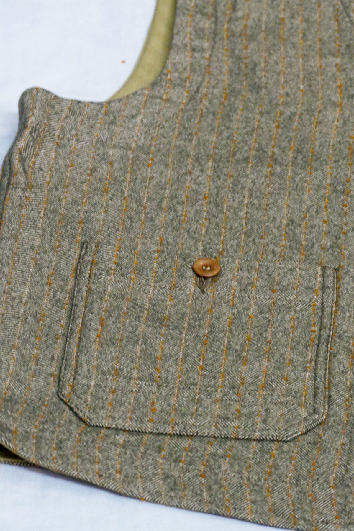 Captain Santors - Herringbone 7705 Vest in muted military green with rust stripes