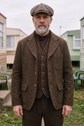 Captain Santors - Wool Cotton Blend Lawyer Jacket in brown with dark navy stripes