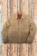 Freenote Cloth - Riders Jacket Waxed Canvas in Tumbleweed (red interior)