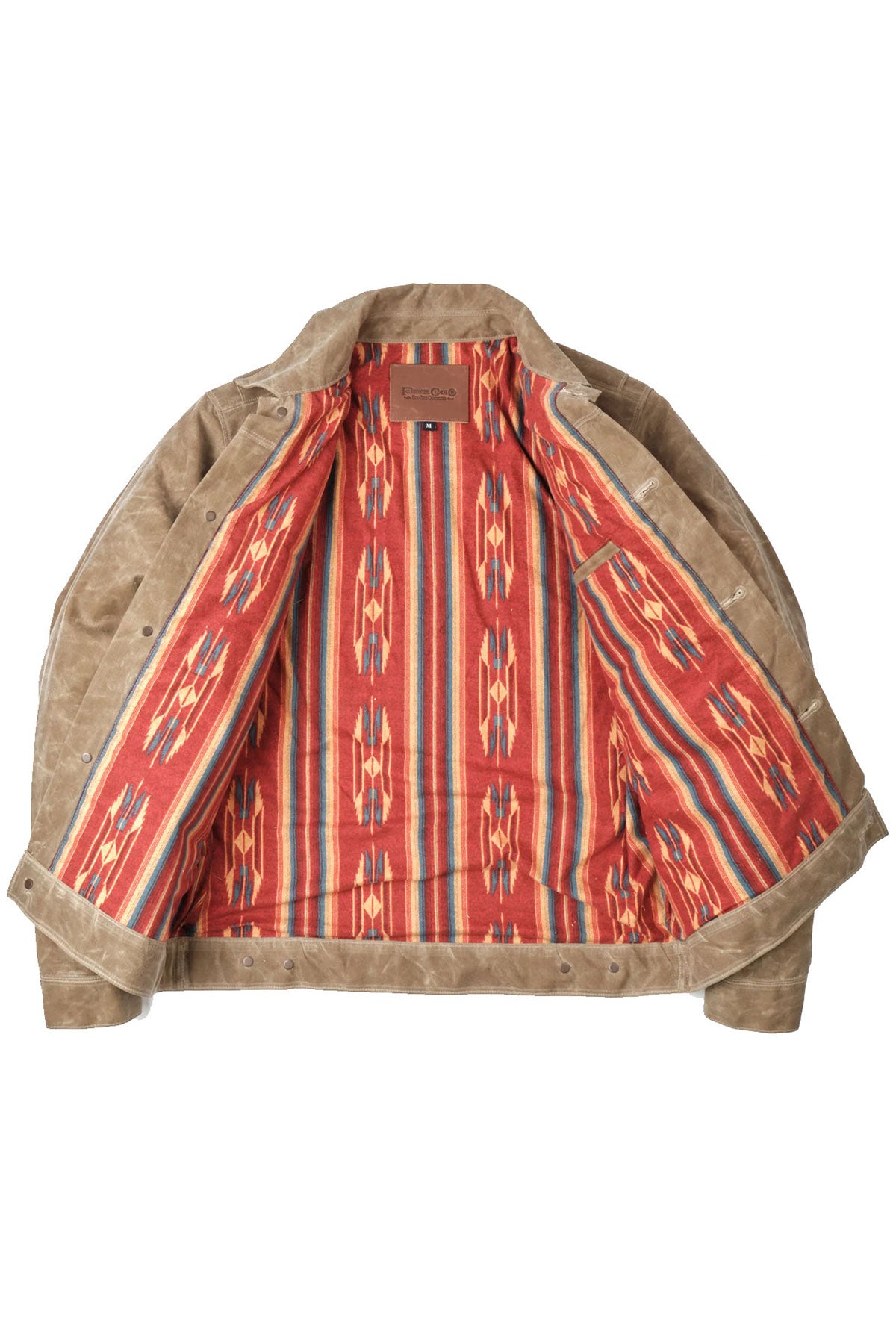 Freenote Cloth - Riders Jacket Waxed Canvas in Tumbleweed (red interior)