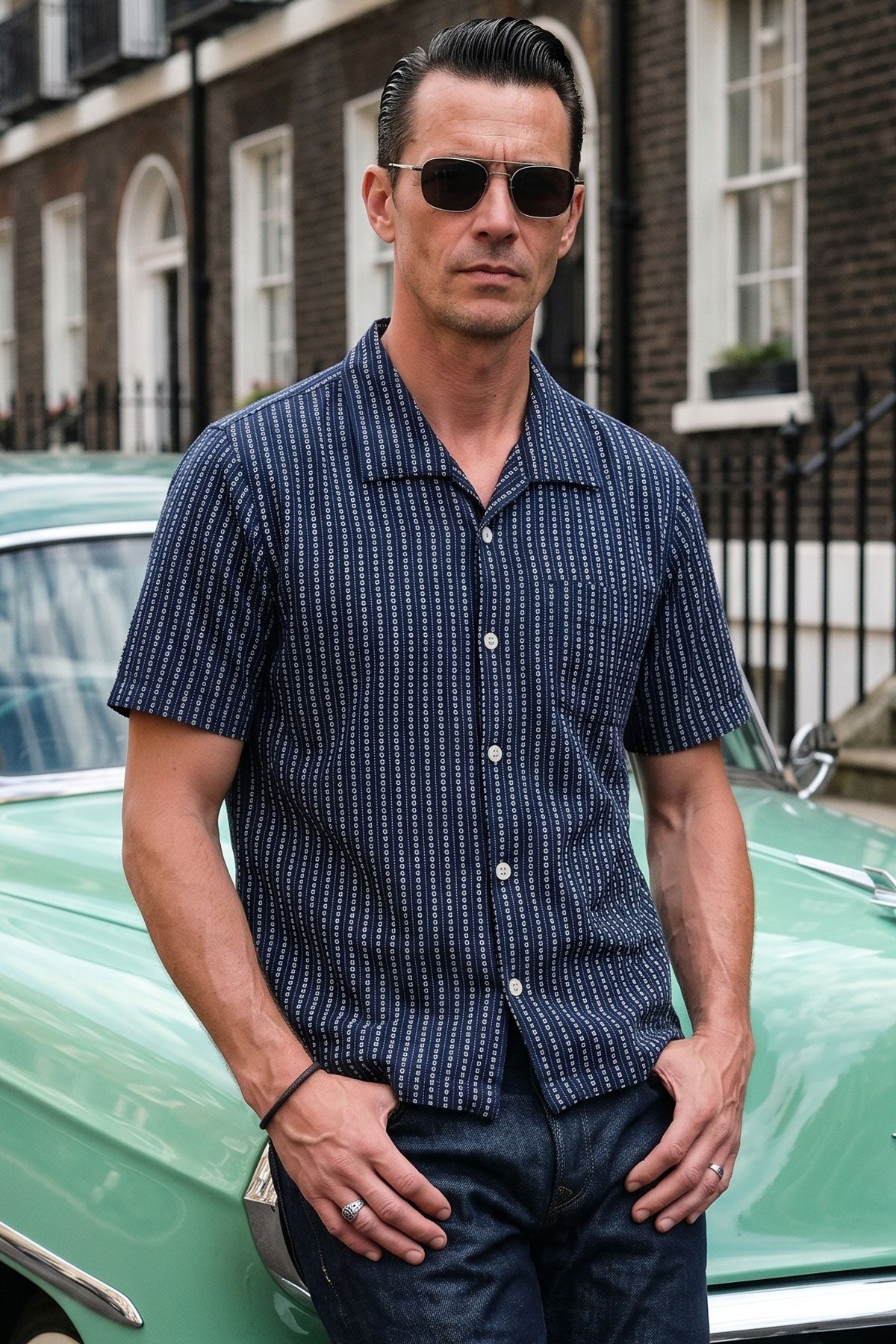 【Archive】 ディナモ・キエフ L/S ゲームシャツ ネイビー Freenote Cloth - Cayucos Jacquard Navy Short Sleeve Shirt – The