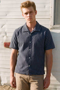 Freenote Cloth - Cayucos Jacquard Navy Short Sleeve Shirt