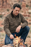 Freenote Cloth - Claypool 10 oz. Waxed Canvas Ranch Jacket — In Oak with Southwestern Lining in Blue and Red