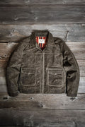 Freenote Cloth - Faro 20oz Heavy Waxed Canvas Jacket in Tobacco with Red Southwest Flannel Lining