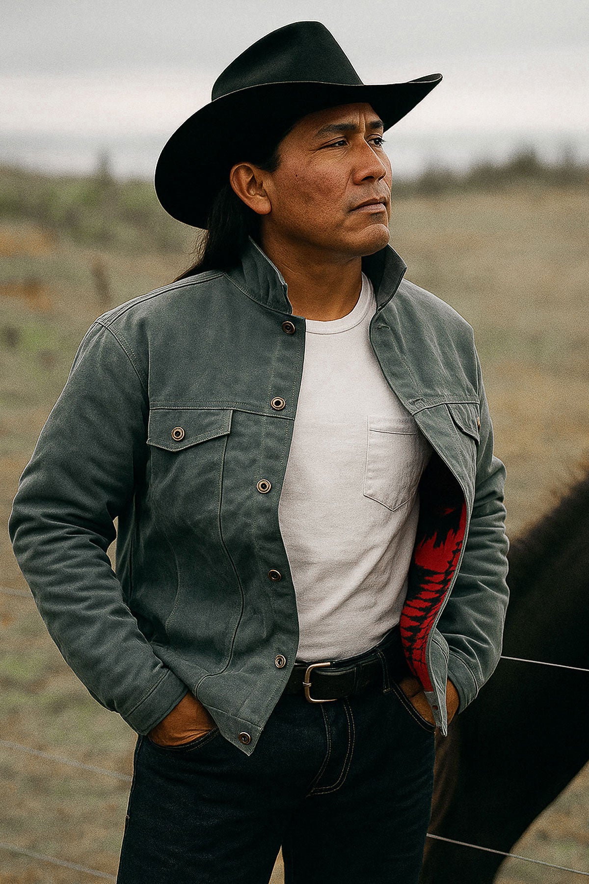 GINEW - Legends Rider Coat in Charcoal with Pendleton® Wool Walking Rock Lining