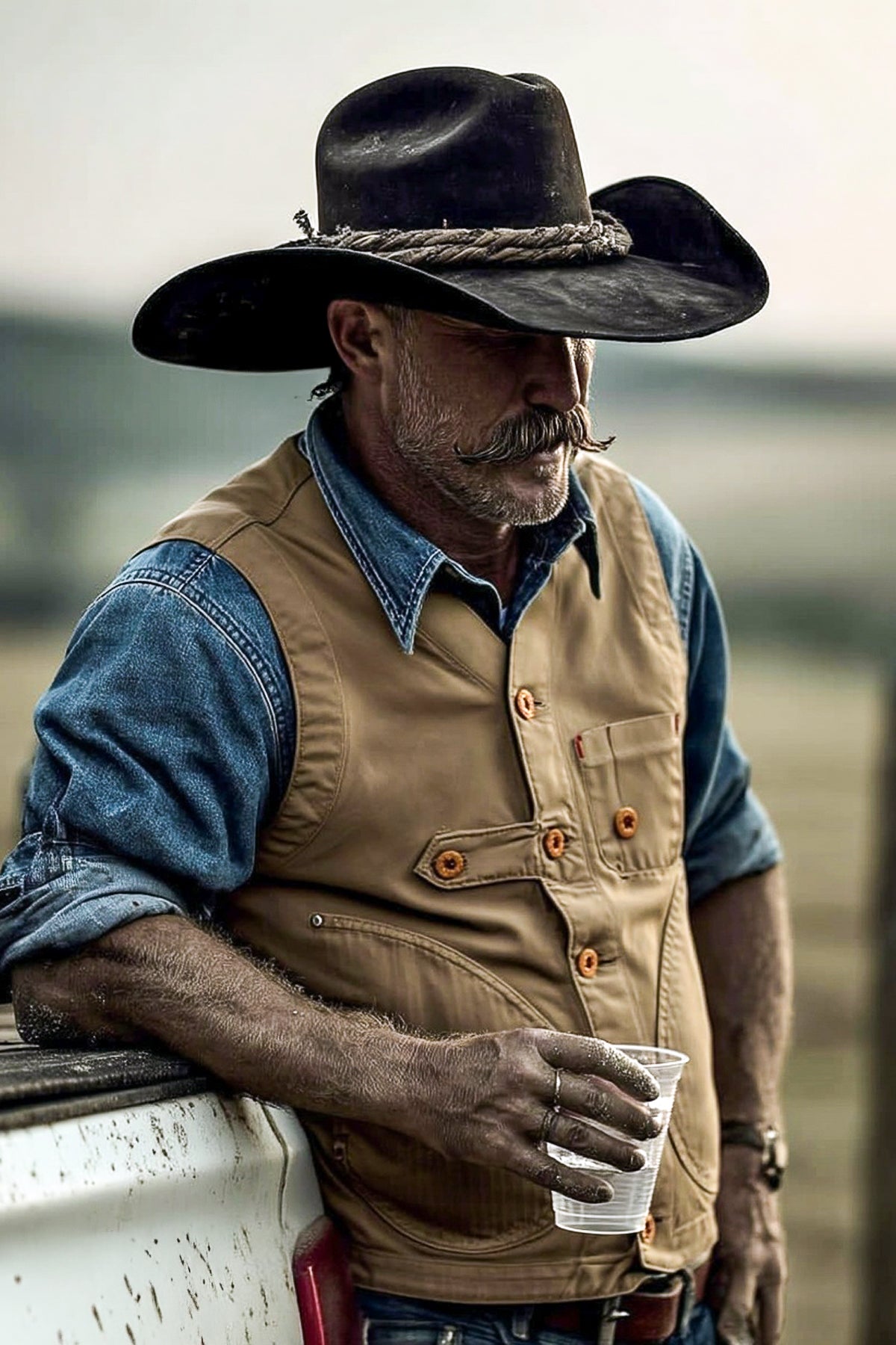 Hen's Teeth - HTM Q1 Work Vest in Beige Canvas