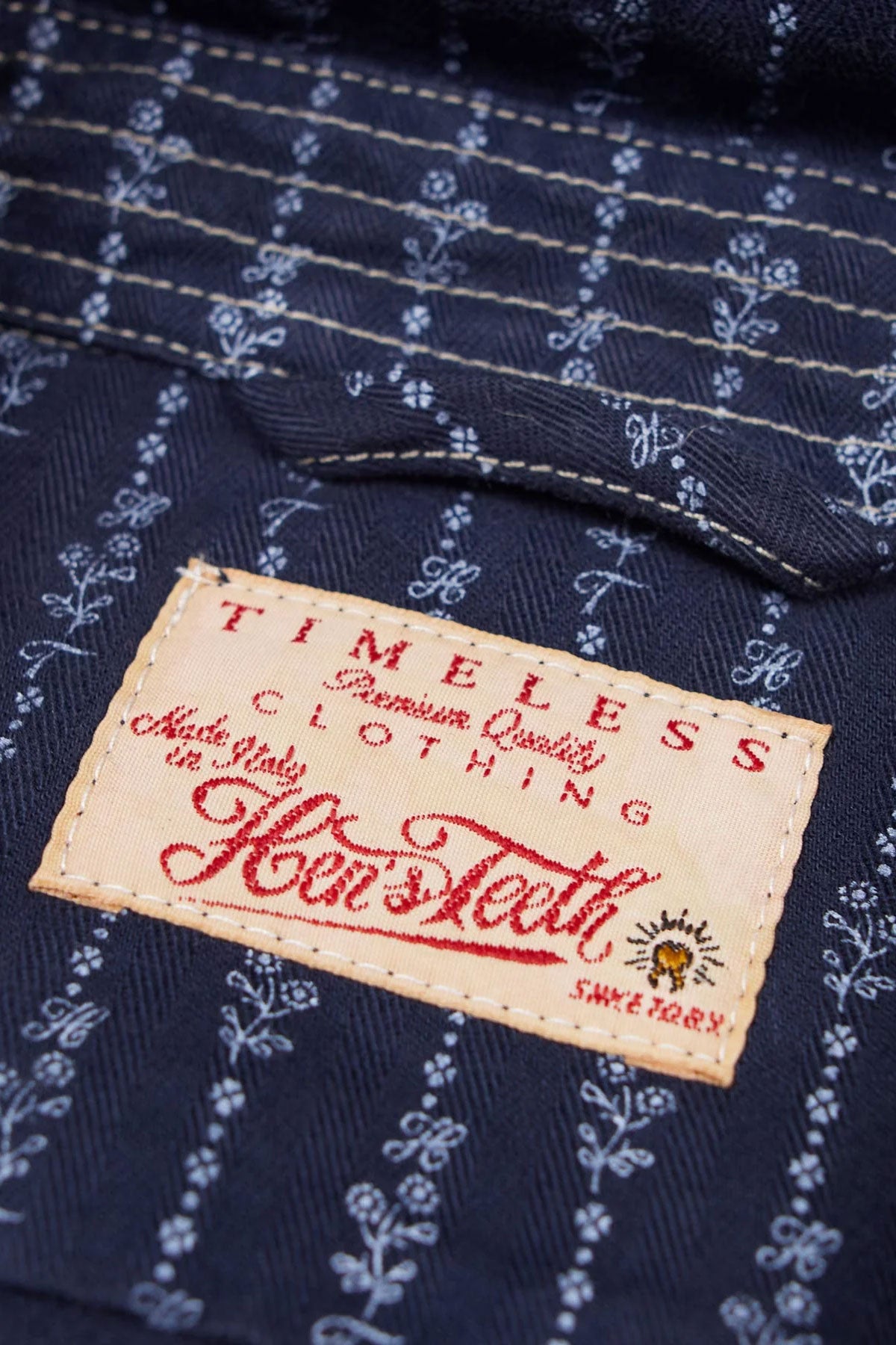 Hen's Teeth - HTM-S1 Work Shirt in Blue Printed Herringbone