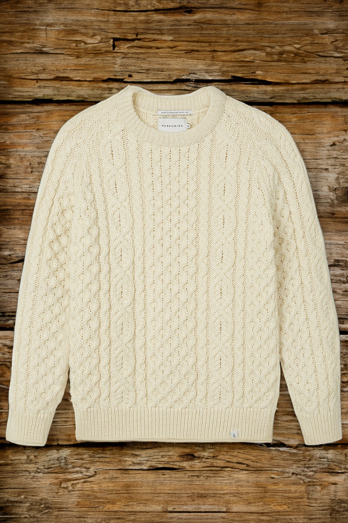 Peregrine - Hudson Aran Jumper in Ecru