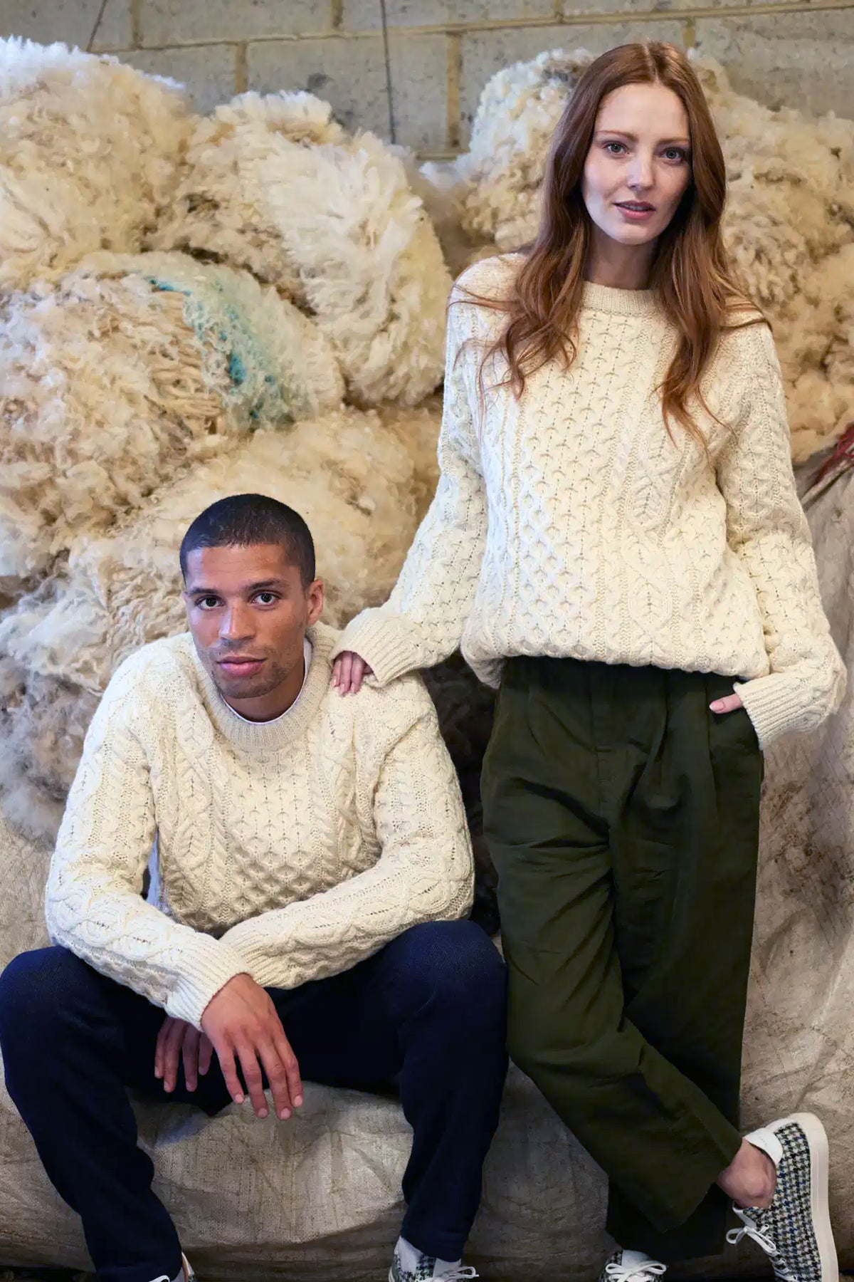 Peregrine - Hudson Aran Jumper in Ecru