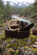 Jean Dessel - Horseshoe Buckle Leather belt in dark brown (3,5 cm)