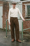 Knickerbocker - Canal Pleated Corduroy Pant in Coffee