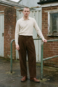 Knickerbocker - Canal Pleated Corduroy Pant in Coffee