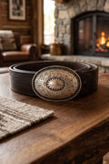 Alberto Luti - Type 328/40 Western Buckle Leather Belt in dark brown