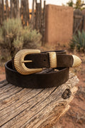 Alberto Luti - Type 340/35 Brass Buckle Dark Suede Leather Belt