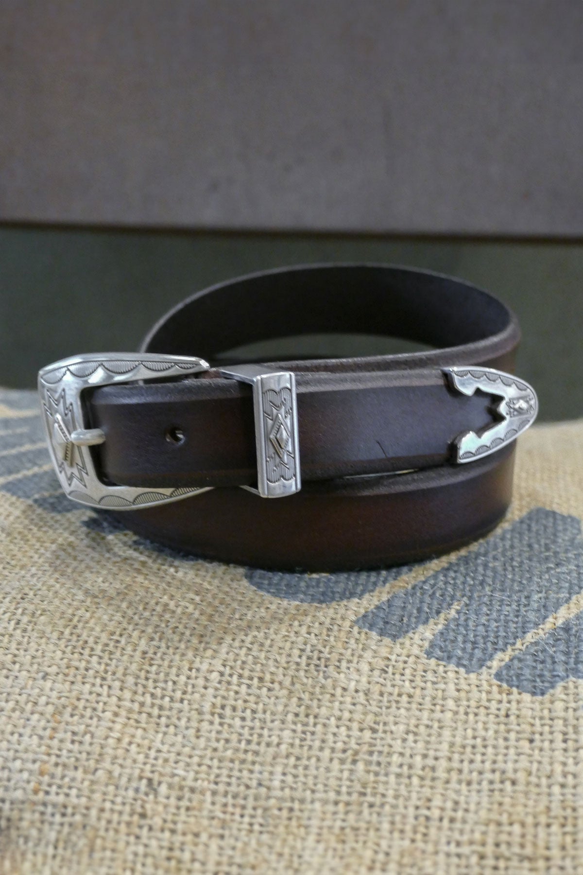 Alberto Luti - Type 948/25 Southwestern Leather Belt in Dark Brown