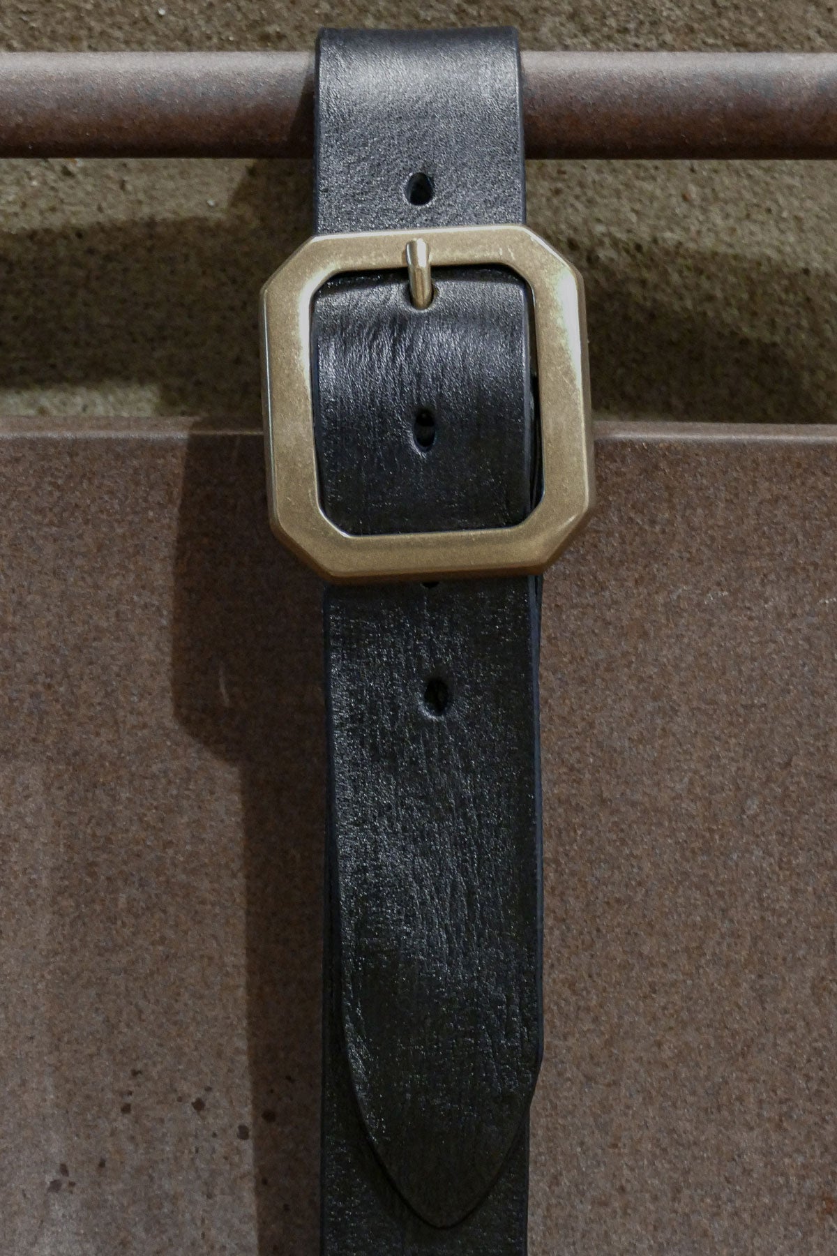 Luti - Type 933/40 Brass Buckle Leather Belt in Black