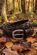 Alberto Luti - 030 Braided Leather Belt in Dark Brown