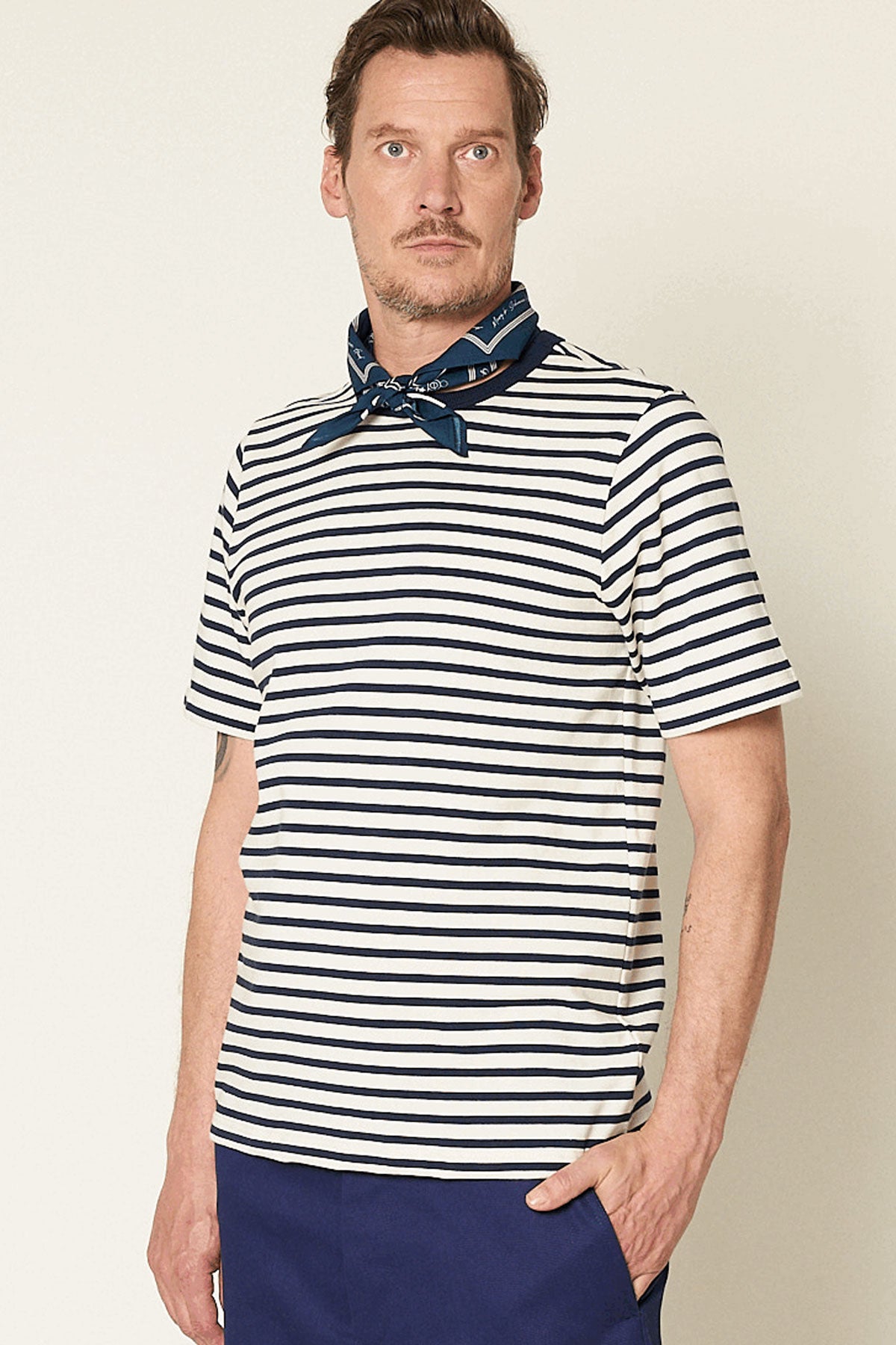 Merz b. Schwanen - 2M14 loopwheeled Short Sleeve 6,8 OZ – Ink/Nature
