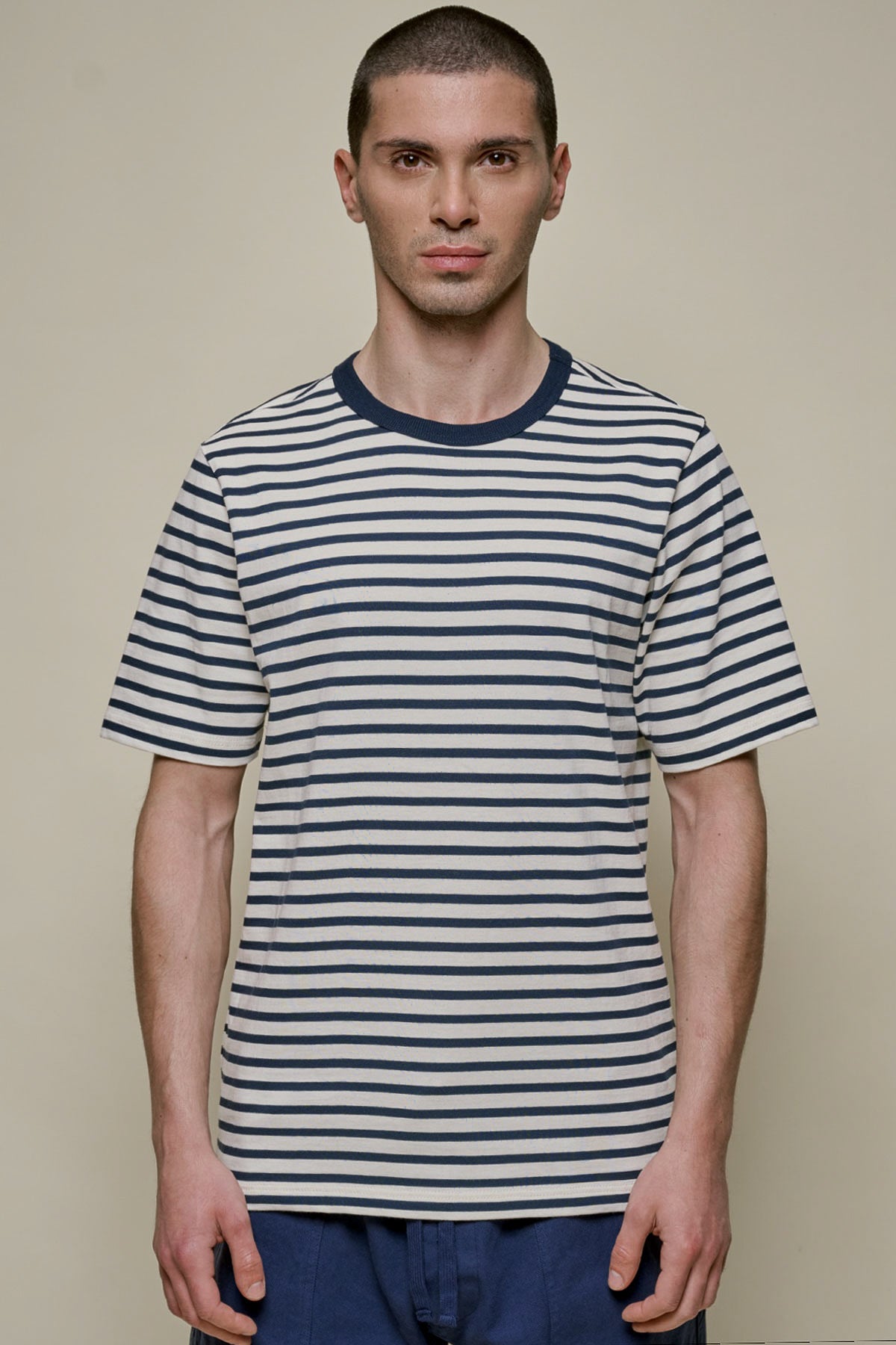 Merz b. Schwanen - 2M14 loopwheeled Short Sleeve 6,8 OZ – Ink/Nature