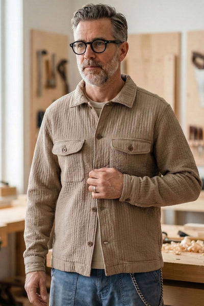 Merz b. Schwanen - Shirt 06PAD Padded Cotton Overshirt in Dusted